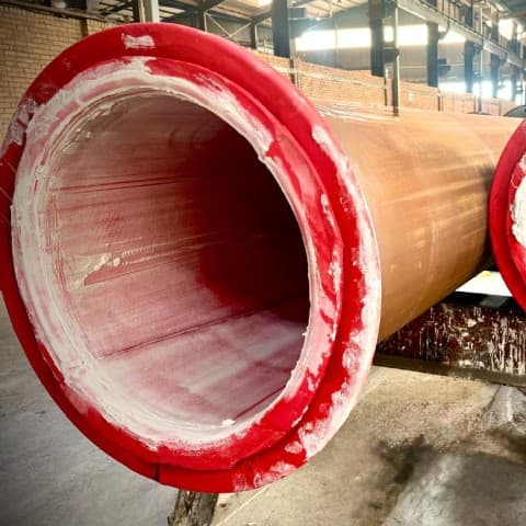 12mm AU 40 Red rubber lined pipe interior view