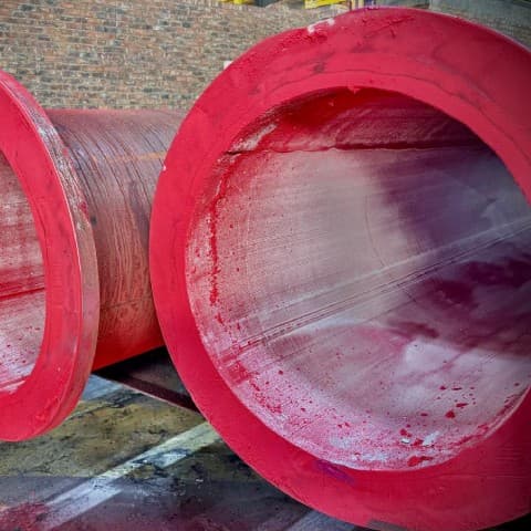 Red rubber lined steel pipe for Limpopo mine project