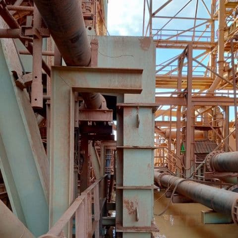 Completed rubber lined pipes and chutes for titanium mine