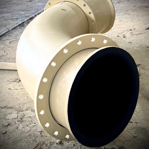 Interior view of AU 40 Black rubber lined pipe fitting